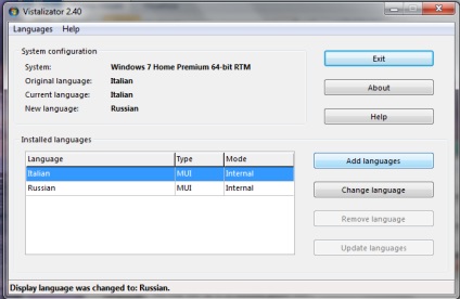 Russification Windows 7 otthoni prémium 32 vagy 64 bit - olasz angol nyelven
