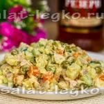Saláta pulyka, friss uborka és curry, recept fotóval