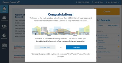 Lansați lista de e-mail pe un contact constant, un studio de crm-marketing complex din cloud