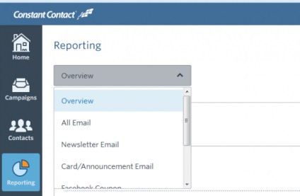 Lansați lista de e-mail pe un contact constant, un studio de crm-marketing complex din cloud