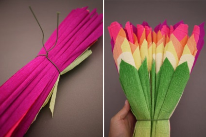 Faceți-ne flori mari din hârtie ondulată