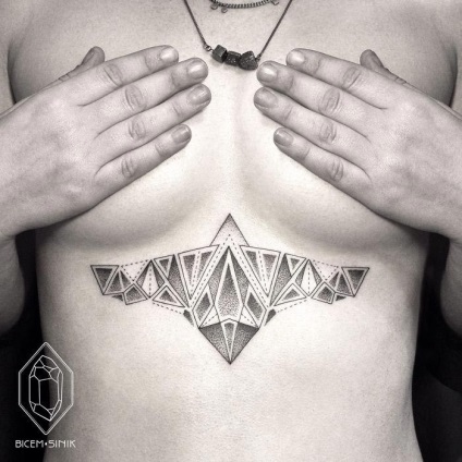 Linii și puncte de tatuaje geometrice dovedind că mai puțin este mai bine, umkra