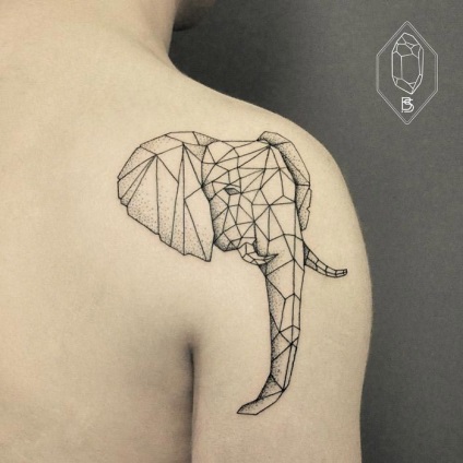 Linii și puncte de tatuaje geometrice dovedind că mai puțin este mai bine, umkra