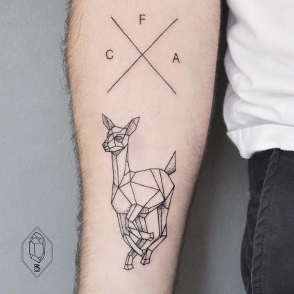 Linii și puncte de tatuaje geometrice dovedind că mai puțin este mai bine, umkra