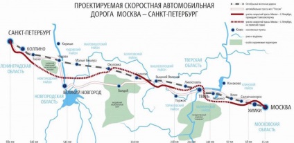Toll road Moszkva - Szentpétervár - részletes séma, térkép, felfedezés