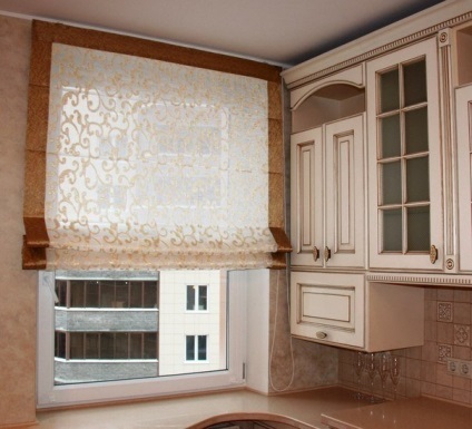 Római függönyök a konyhában fotó, design, belső a saját kezüket