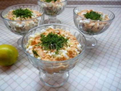 Pollock saláta (főtt, májból) - receptek fotókkal