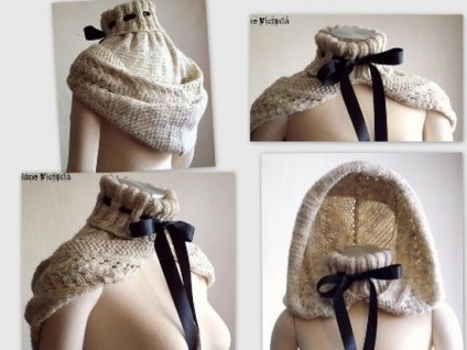 Scarf-hood cu ace de tricotat și descriere, ls