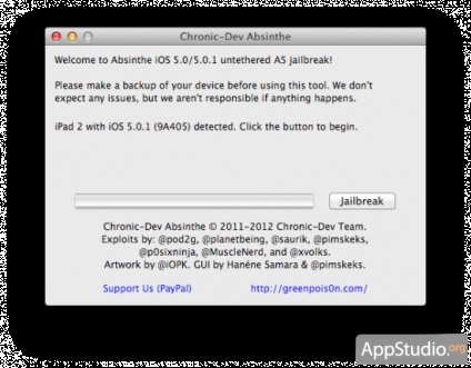 Actualizați absintul manual detaliat pentru jailbreak ipad 2 și iphone 4s pentru mac OS x și Windows - proiect