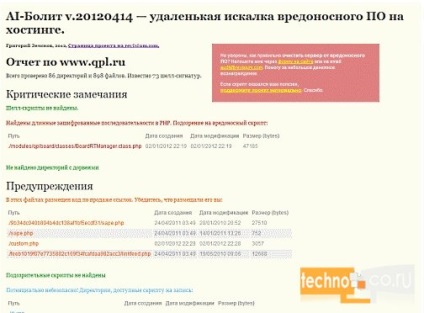 Protecția site-ului de la shell (coajă) - techno-co-portal pentru webmasteri