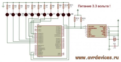 Accelerometru mma7455l dispozitive avr