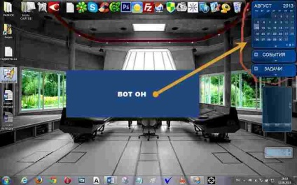 Calendarul gadget gratuit reamintit cu notele pentru Windows 7 în limba rusă
