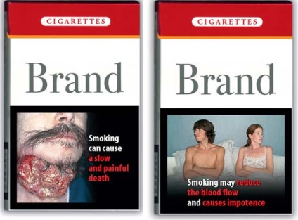 Fotók és feliratok a csomagoláson - a dohánytermékek ártalmak reklámozásának egyik módja - az egykori helyszín -