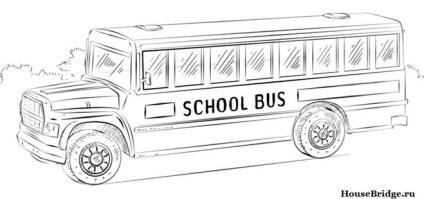 Cum de a desena un autobuz școlar în etape folosind o schemă foto