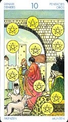 Десет от Pentacles карти Таро, смисъл и тълкуване в предсказания, погадаеш Безплатни онлайн