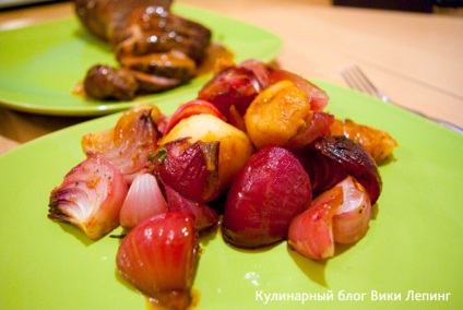Ceapa rosie cu cartofi, coapte in balsamico, mancarea dreapta