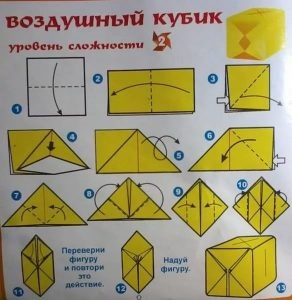 Cube origami lehetőségek és szerelési diagramok a fotó és videó a mikro