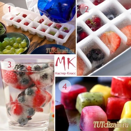 Cuburi de gheață cu fructe și flori de fotografie - design - decor cu mâinile proprii