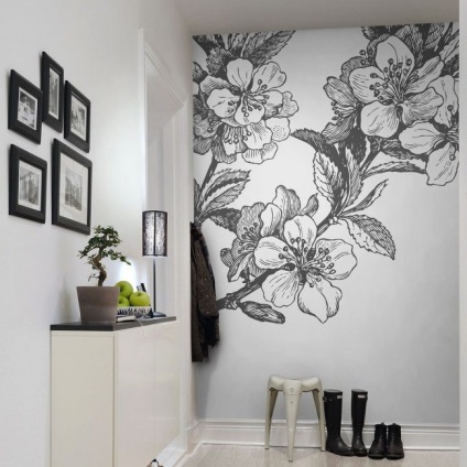 Wallpaper în fotografia din hol în interior și 80 de soluții elegante pentru acasă