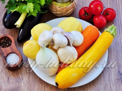 Brânză de legume cu dovlecei, vinete și cartofi, o rețetă cu o fotografie