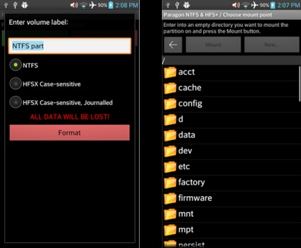 Acces complet la partițiile ntfs și hfs pentru Android - paragon ufsd root mounter for android