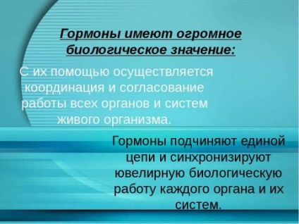 Prezentare pe tema chimiei pe tema descărcării hormonilor liberi