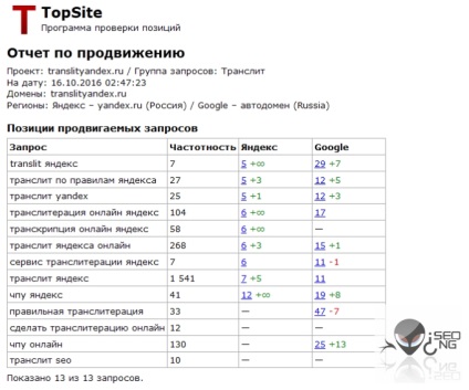 Topsite - program pentru verificarea poziției site-ului în motoarele de căutare 