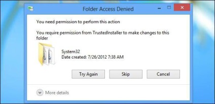 Trustedinstaller - cum este să obțineți permisiunea de la trustedinstaller cum să ștergeți fișierele
