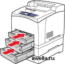 Depanarea, blocarea hârtiei în tăvile imprimantei