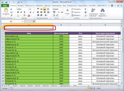 Hotkeys în Excel