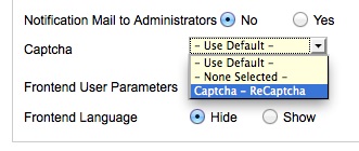 A captcha engedélyezése a joomla 2-ben