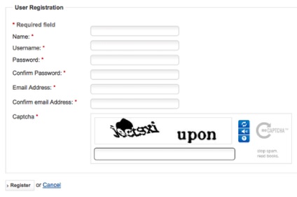 Как да се включат в Captcha Joomla 2