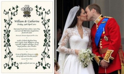 Meniul de la cina de nunta a printului William si Kate Middleton este in vanzare