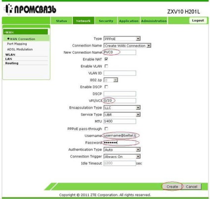 Configurarea unui modem, h201l