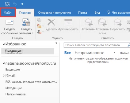 Configurarea e-mailului Gmail în Outlook 2013, 2016 - găsiți în adresă