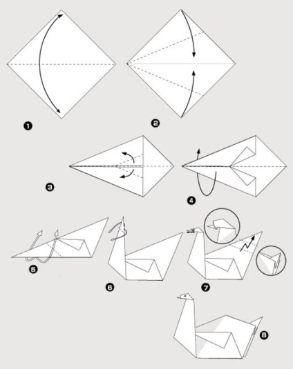 Origami papír madárból (utána hajtogatás) Origami a papír madárból