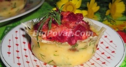 Salată de legume într-o rețetă coș de brânză cu fotografie, gătit pas cu pas