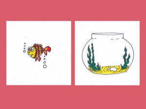 Peștii din acvariu - o iluzie optică, doodle