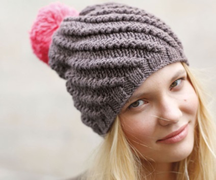 Hat cu pompon - dispoziție romantică - tricotat tricotat