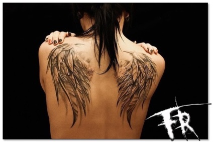 Tetováló szárnyak a hátán - angyal, fotó, érték, vázlatok