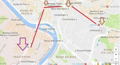 област Трастевере на Рим, където можете да се разхождате и вкусна храна