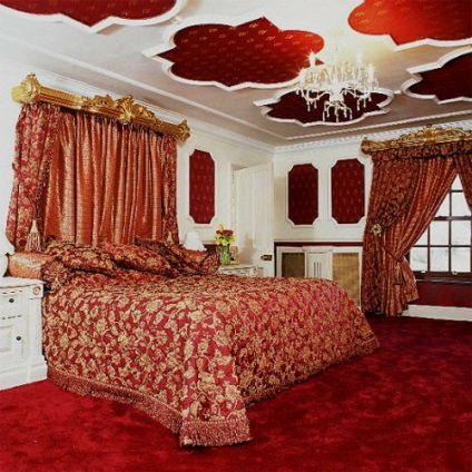 Pereți roșii impresionanți în dormitor