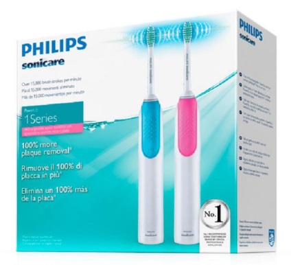 Perie de dinți Philips perie sonoră și electrică, duze interschimbabile, caracteristici de model