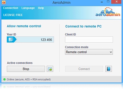 Aeroadmin - fără acces la distanță la un computer prin Internet, telecomandă