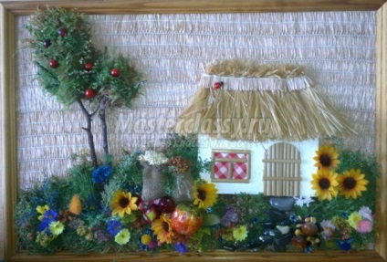 Panou decorativ-amulet - o casă în sat