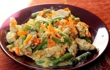 Как да готвя пиле със зелен боб и зеленчуци в сметанов сос - рецепта, съставки и