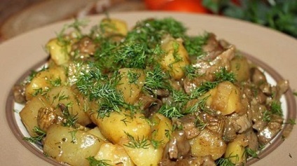Gustări de pui în smântână cu cartofi și ciuperci, ls