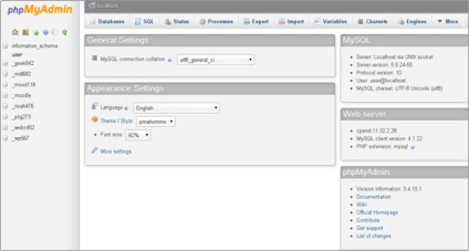 Administrarea ghidului de studiu Phpmyadmin