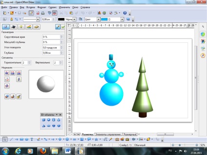 O lecție pe tema desenării obiectelor tridimensionale în redactarea vectorială a editorului openoffice