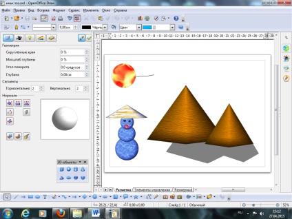 O lecție pe tema desenării obiectelor tridimensionale în redactarea vectorială a editorului openoffice